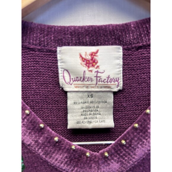 Quacker Factory Tunic Sweater Women's XS Thanksgiving Cornucopia Sequins Beaded - Picture 3 of 10